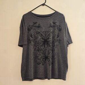 Romwe Women's 1XL Gemstone Butterfly TShirt